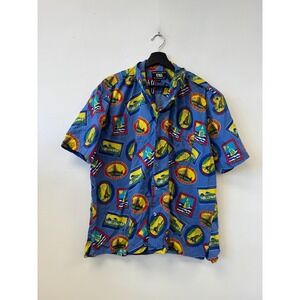 VTG CTA Shirt Mens XL Blue California Travel Graphic Button Front Souvenir Aloha